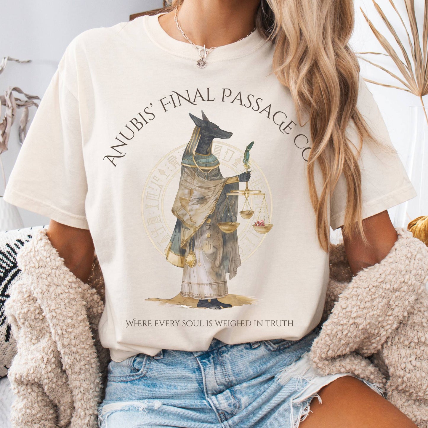 T-Shirt Ivory / S Anubis' Final Passage Co Egyptian Mythology The Mystic Eden