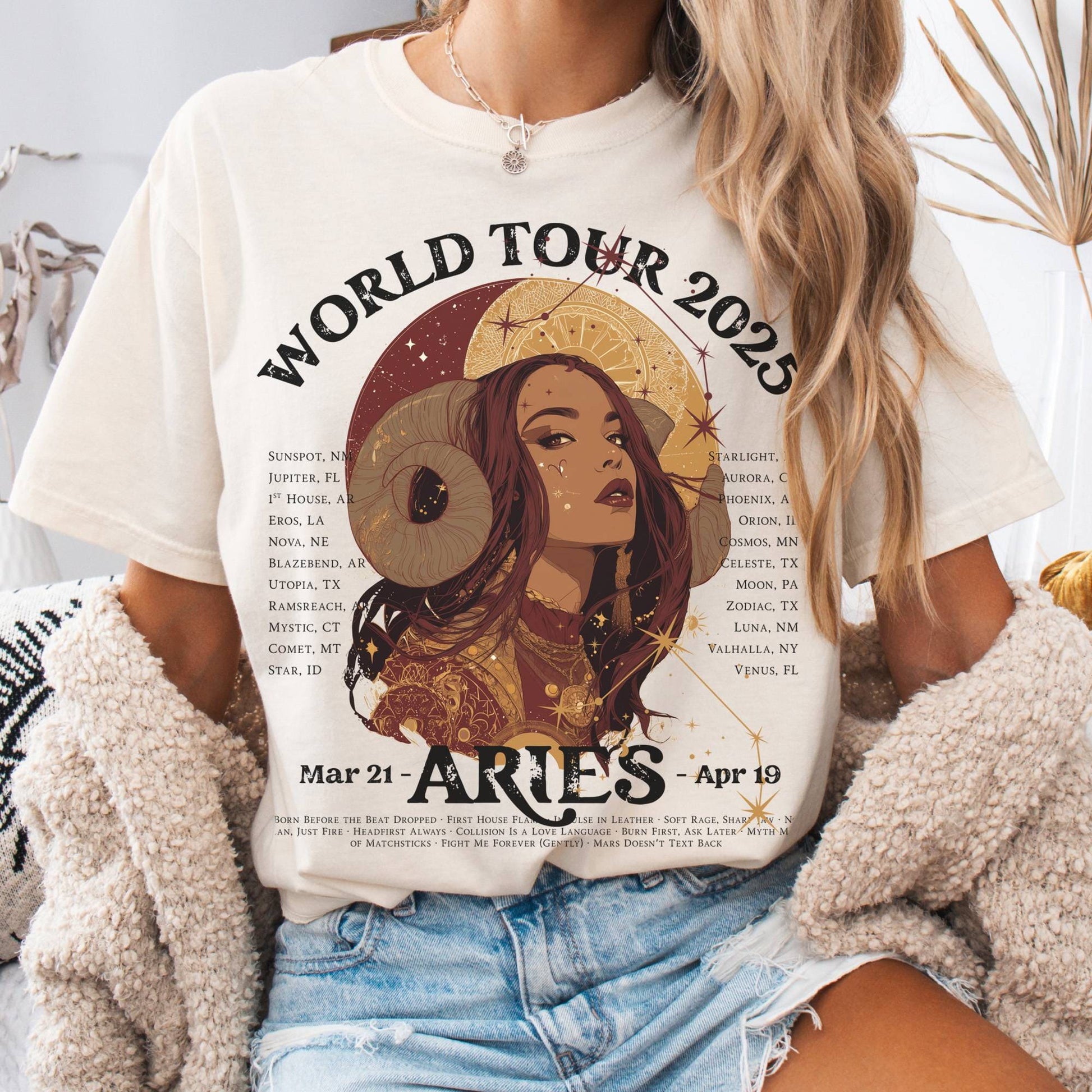 T-Shirt Ivory / S Aries Concert T-Shirt - Zodiac World Tour 2025 Shirt The Mystic Eden