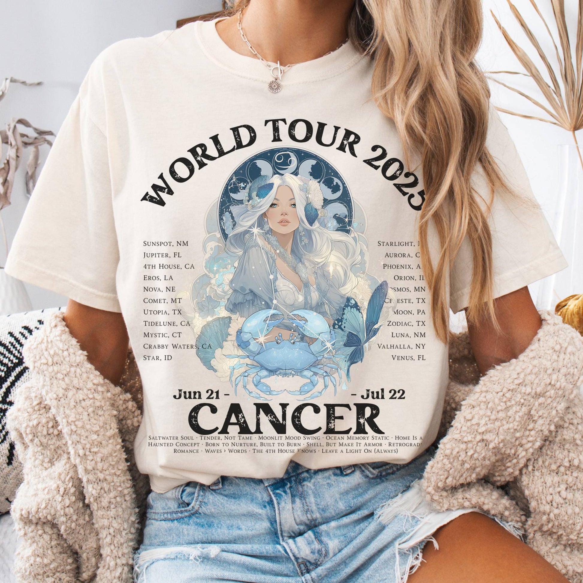 T-Shirt Ivory / S Cancer Concert T-Shirt - Zodiac World Tour 2025 Shirt The Mystic Eden