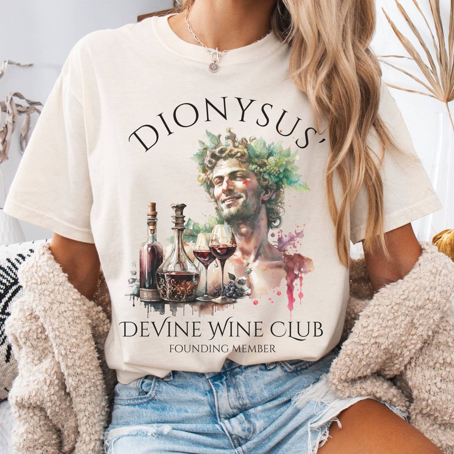 T-Shirt Ivory / S Dionysus Devine Wine Club Mythology Tee The Mystic Eden