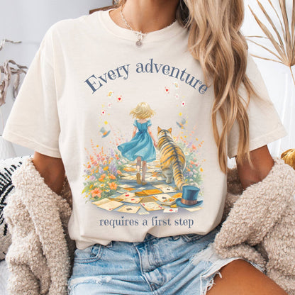 T-Shirt Ivory / S Every Adventure Requires a First Step Alice Tee The Mystic Eden