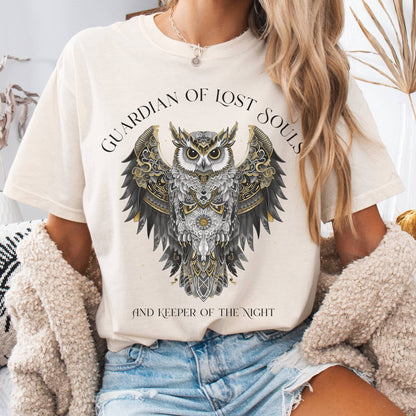 T-Shirt Ivory / S Guardian of Lost Souls Mythic Owl Tee The Mystic Eden
