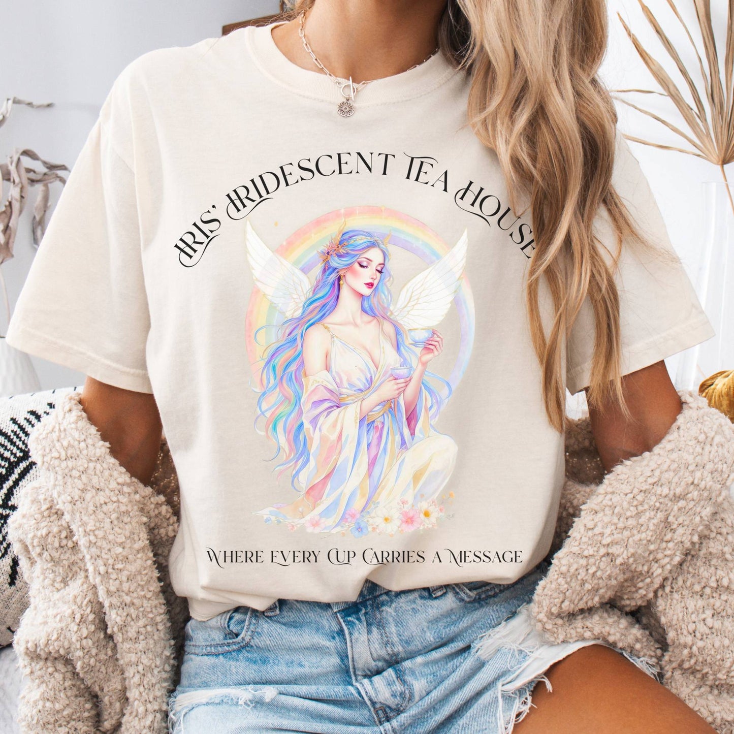 T-Shirt Ivory / S Iris’ Iridescent Tea House Mythology Tee The Mystic Eden