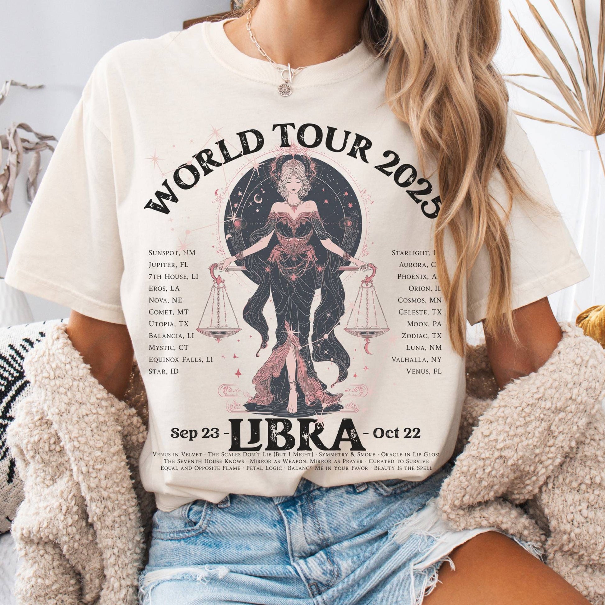 T-Shirt Ivory / S Libra Concert T-Shirt - Zodiac World Tour 2025 Shirt The Mystic Eden