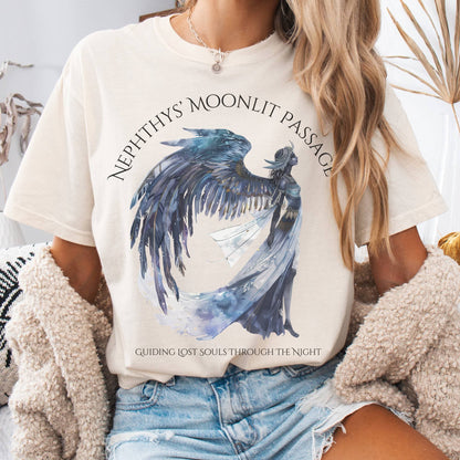 T-Shirt Ivory / S Nephthys' Moonlit Passage Egyptian Mythology Tee The Mystic Eden