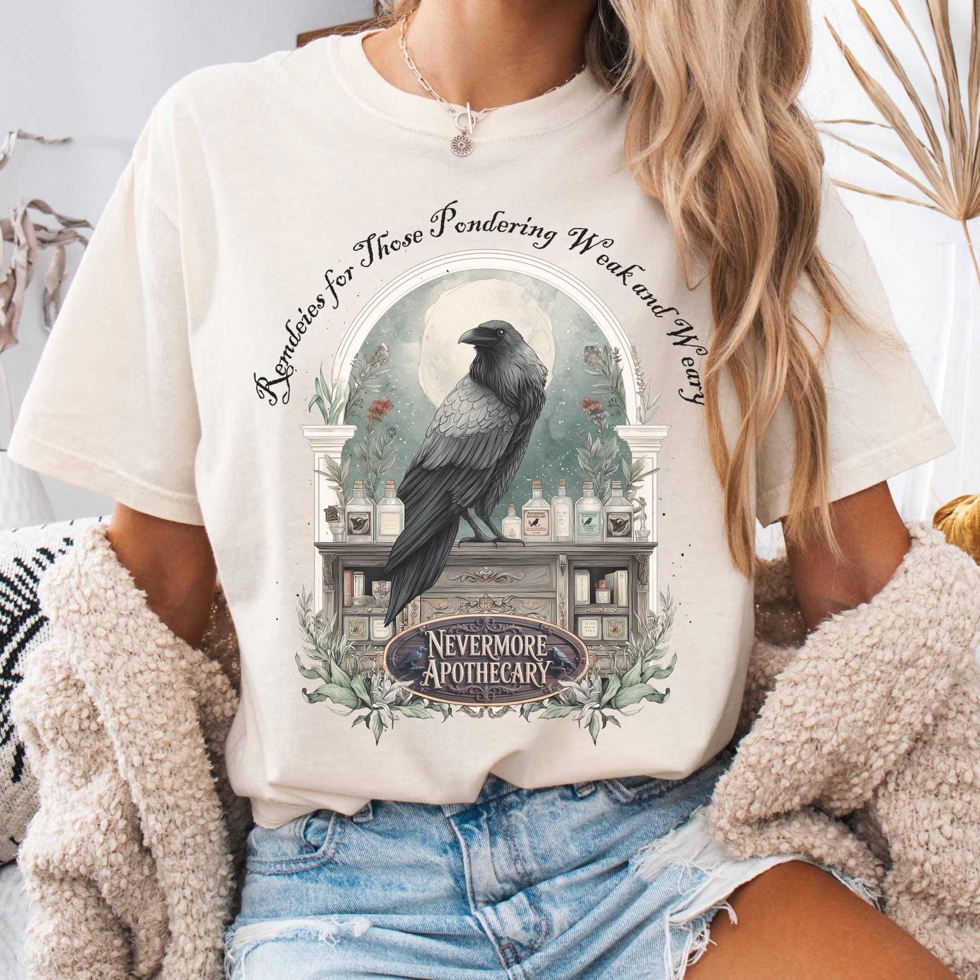 T-Shirt Ivory / S Nevermore Apothecary Edgar Allan Poe Tee The Mystic Eden