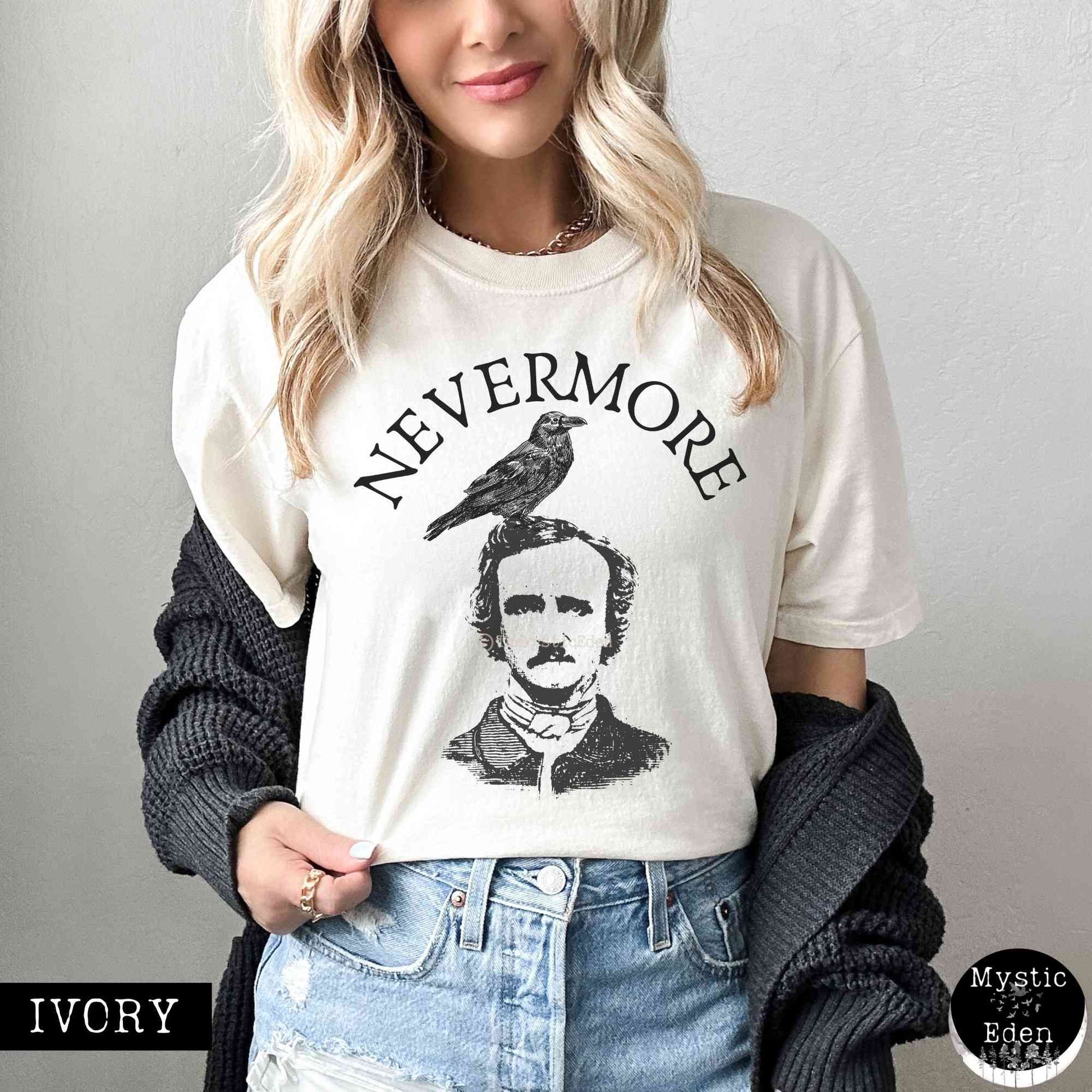 T-Shirt Ivory / S Nevermore Edgar Allan Poe T-Shirt The Mystic Eden