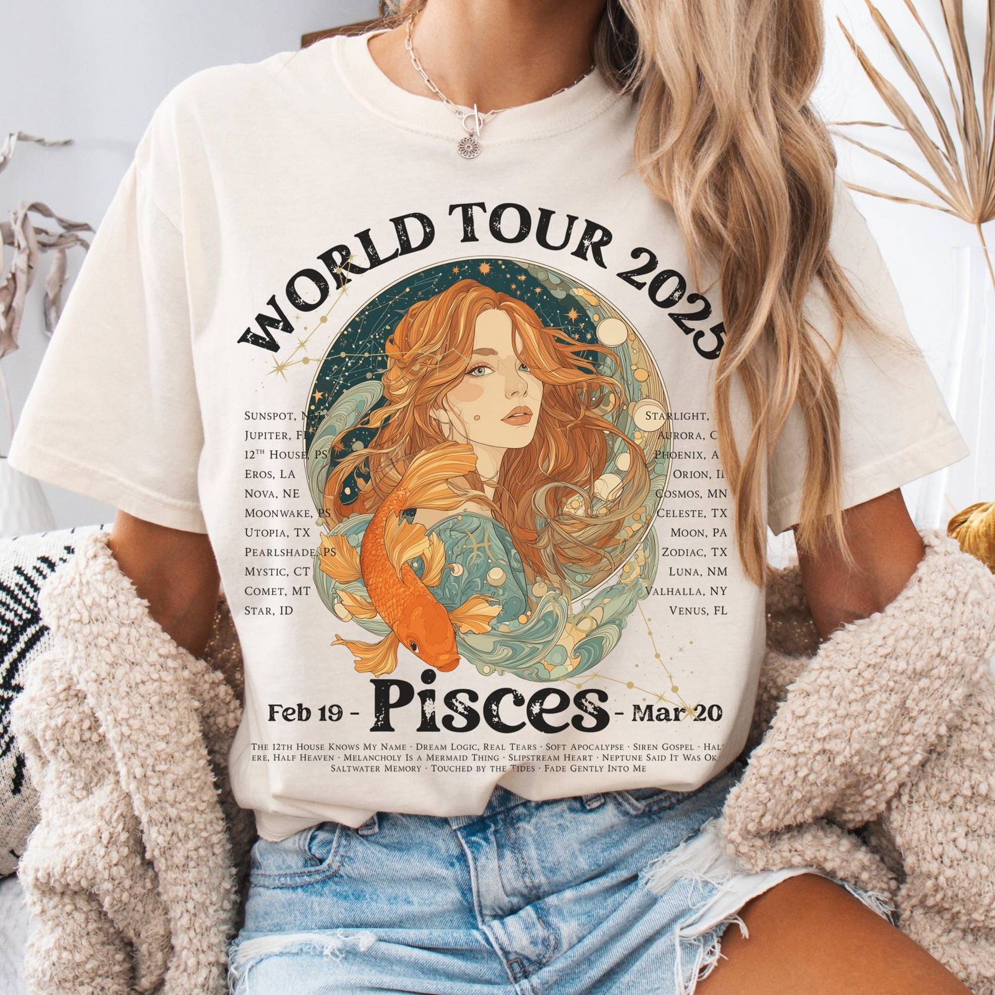 T-Shirt Ivory / S Pisces Concert T-Shirt - Zodiac World Tour 2025 Shirt The Mystic Eden
