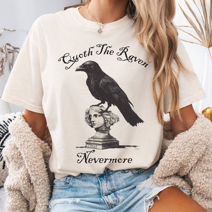 T-Shirt Ivory / S Quoth the Raven Nevermore Edgar Allan Poe Tee The Mystic Eden