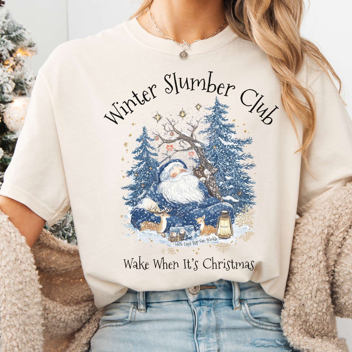 T-Shirt Ivory / S Rip Van Winkle's Winter Slumber Club Christmas Tee The Mystic Eden