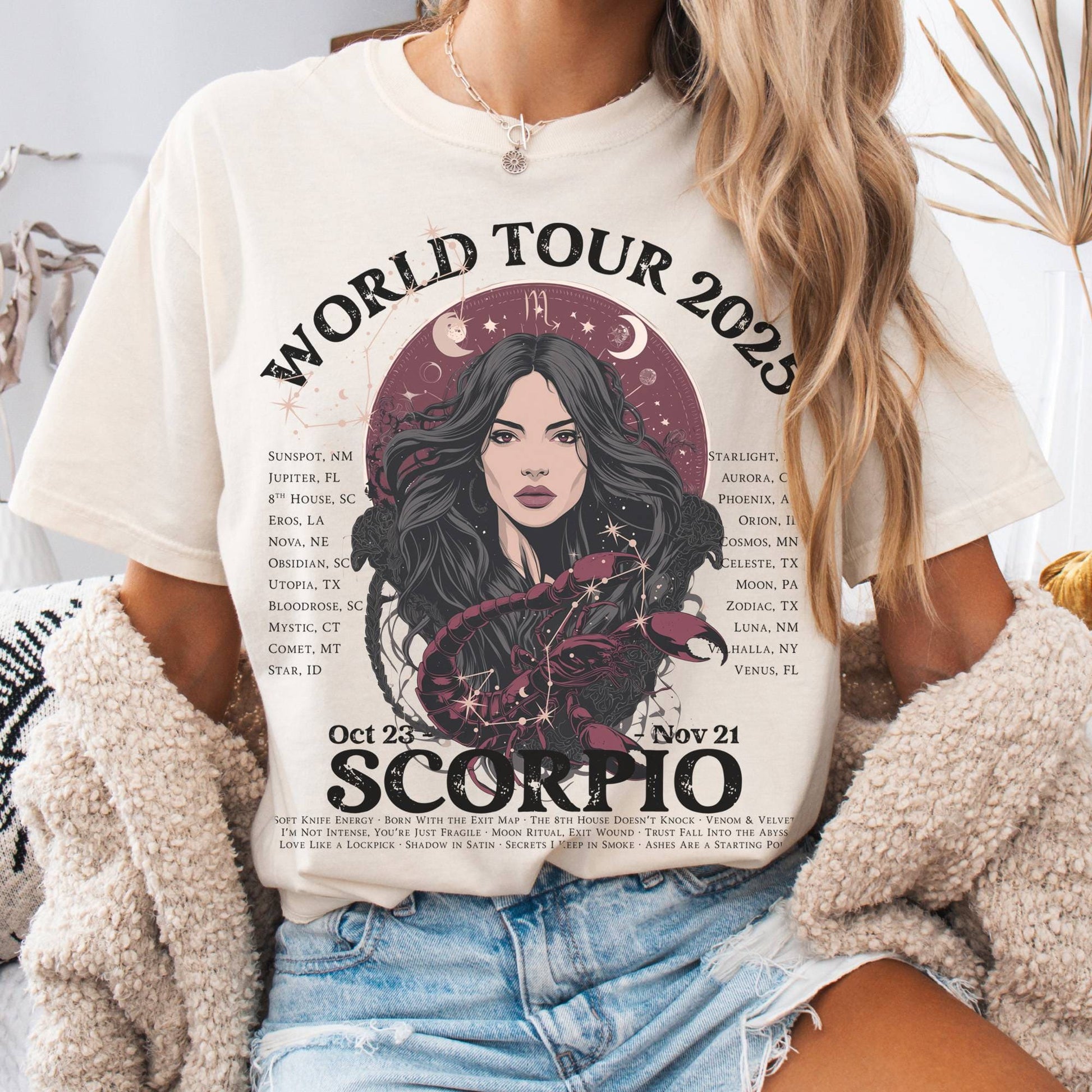 T-Shirt Ivory / S Scorpio Concert T-Shirt - Zodiac World Tour 2025 Shirt The Mystic Eden