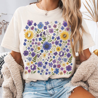 T-Shirt Ivory / S Sunflower Garden T-Shirt – Vibrant Bloom Tee The Mystic Eden