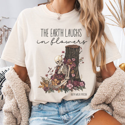T-Shirt Ivory / S The Earth Laughs in Flowers Ralph Waldo Emerson Tee The Mystic Eden