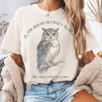T-Shirt Ivory / S The Old Knowing Stirs Mystical Owl Tee The Mystic Eden