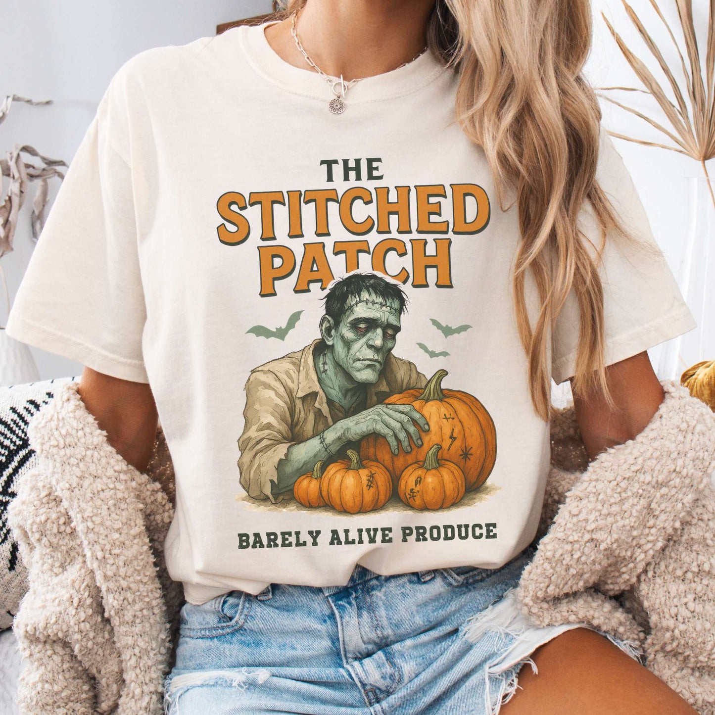 T-Shirt Ivory / S The Stitched Patch Frankenstein Shirt The Mystic Eden