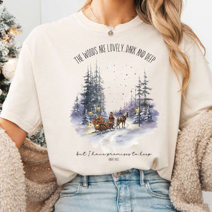 T-Shirt Ivory / S The Woods Are Lovely Robert Frost Christmas Tee The Mystic Eden