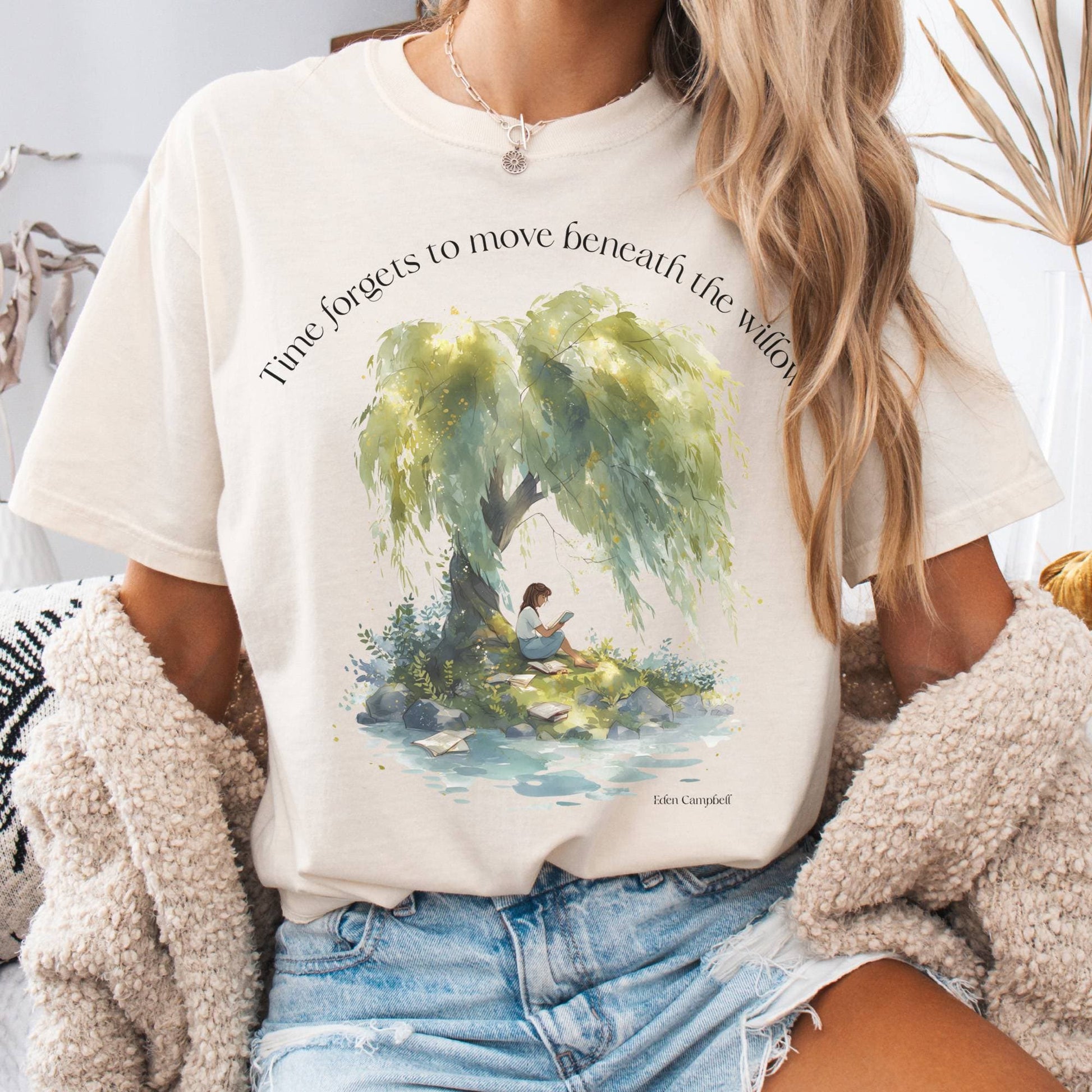 T-Shirt Ivory / S Time Forgets to Move Beneath the Willow Tee The Mystic Eden