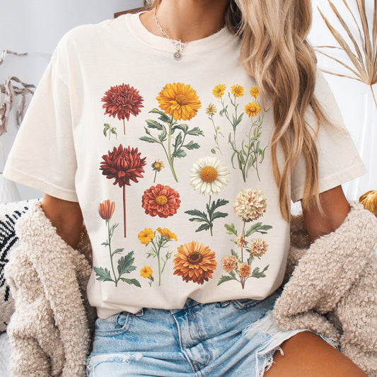 T-Shirt Ivory / S Vintage Botanical Fall Floral Shirt The Mystic Eden