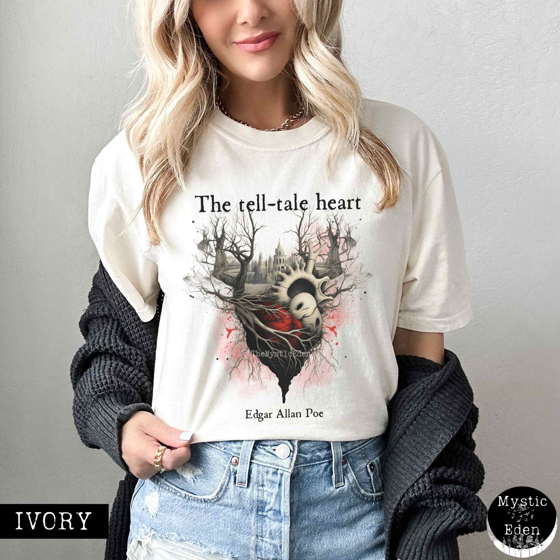 T-Shirt Ivory / S Vintage Edgar Allan Poe Shirt - The Tell Tale Heart The Mystic Eden