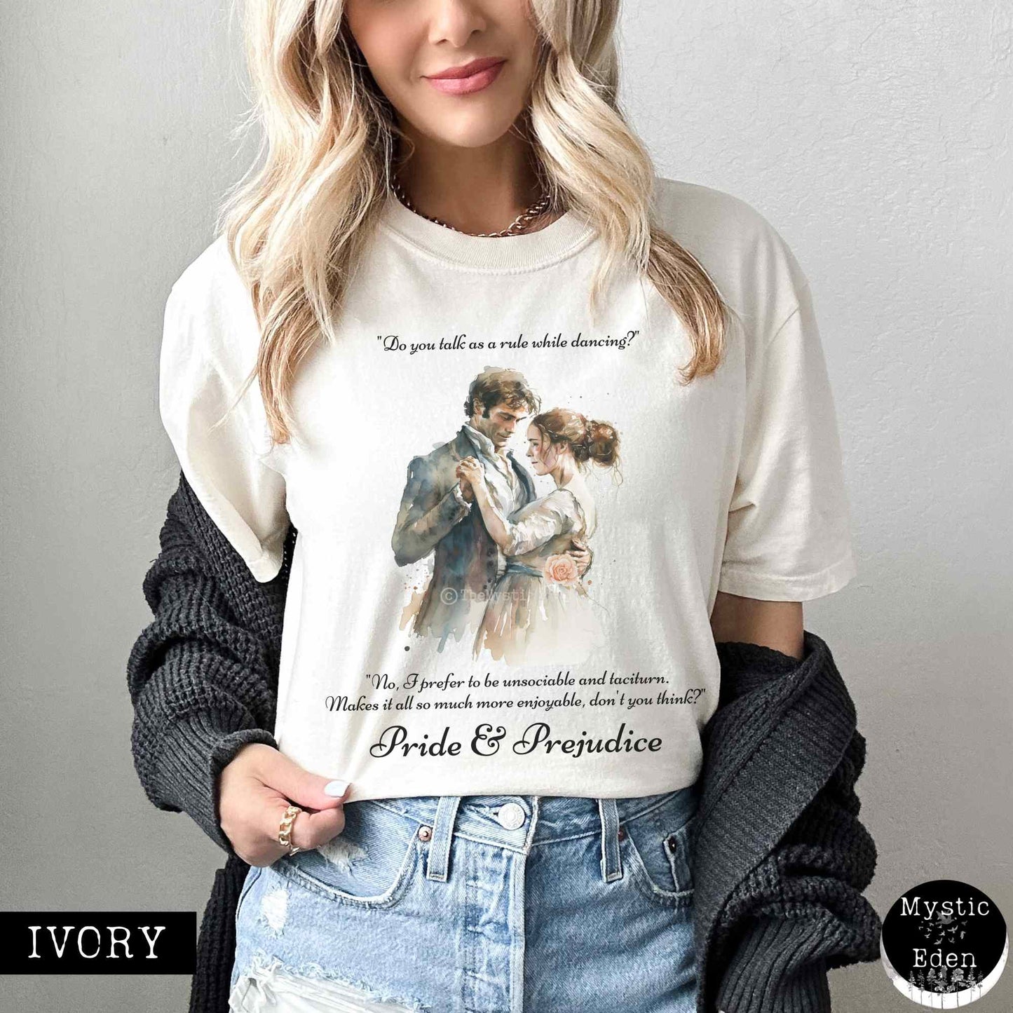 T-Shirt Ivory / S Vintage Pride & Prejudice T-shirt The Mystic Eden