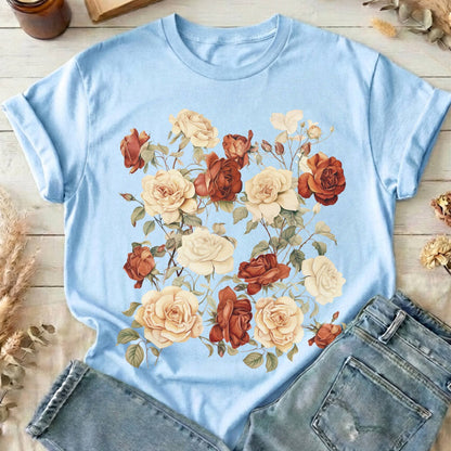 T-Shirt Light Blue / S Dark Academia Roses T-Shirt The Mystic Eden