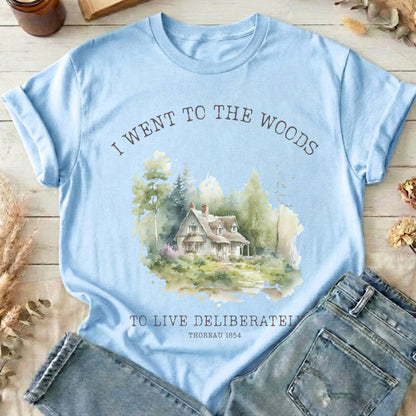 T-Shirt Light Blue / S I Went To the Woods To Live Deliberately Thoreau T-Shirt The Mystic Eden