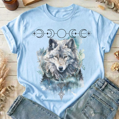 T-Shirt Light Blue / S Moonlit Wolf T-Shirt The Mystic Eden