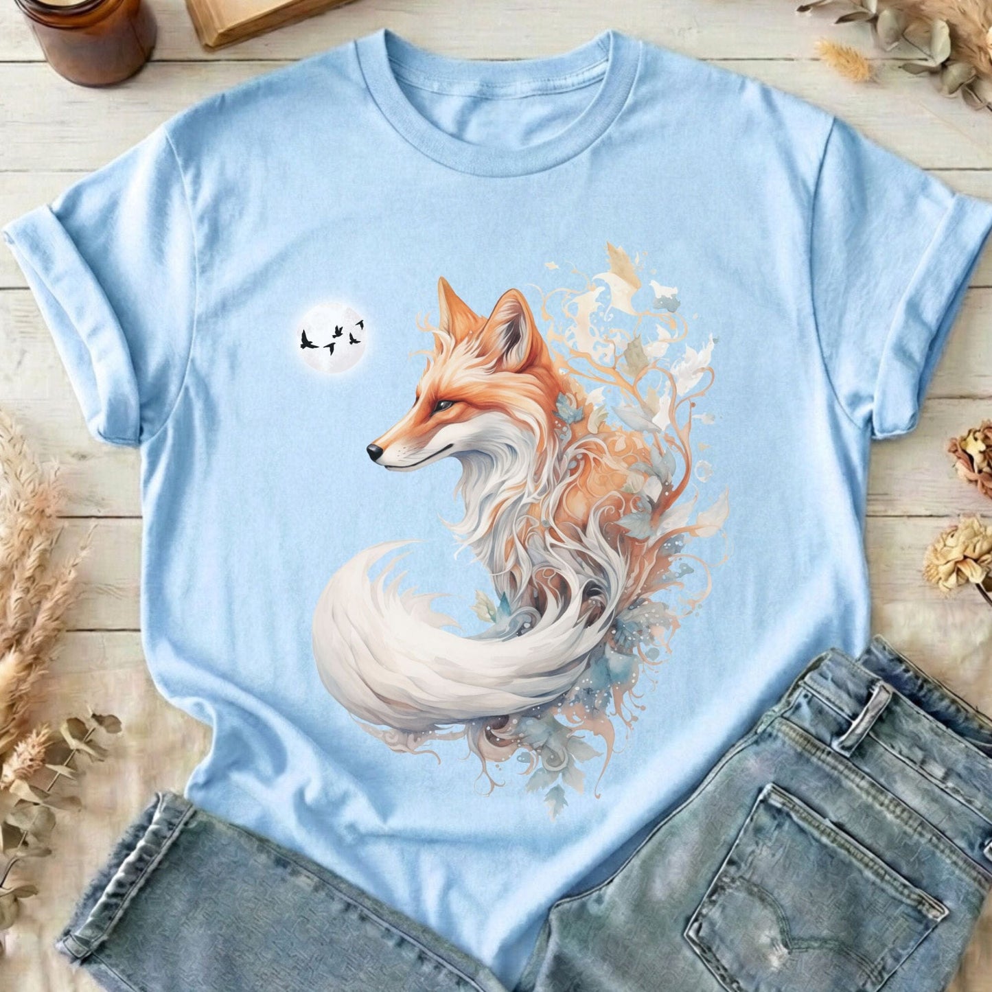 T-Shirt Light Blue / S Whimsical Fox T-Shirt The Mystic Eden