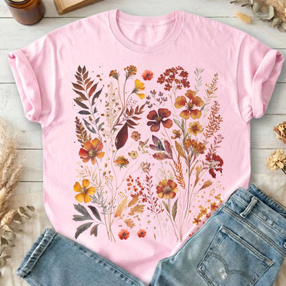 T-Shirt Light Pink / S Autumn Cottagecore Wildflowers T-Shirt The Mystic Eden
