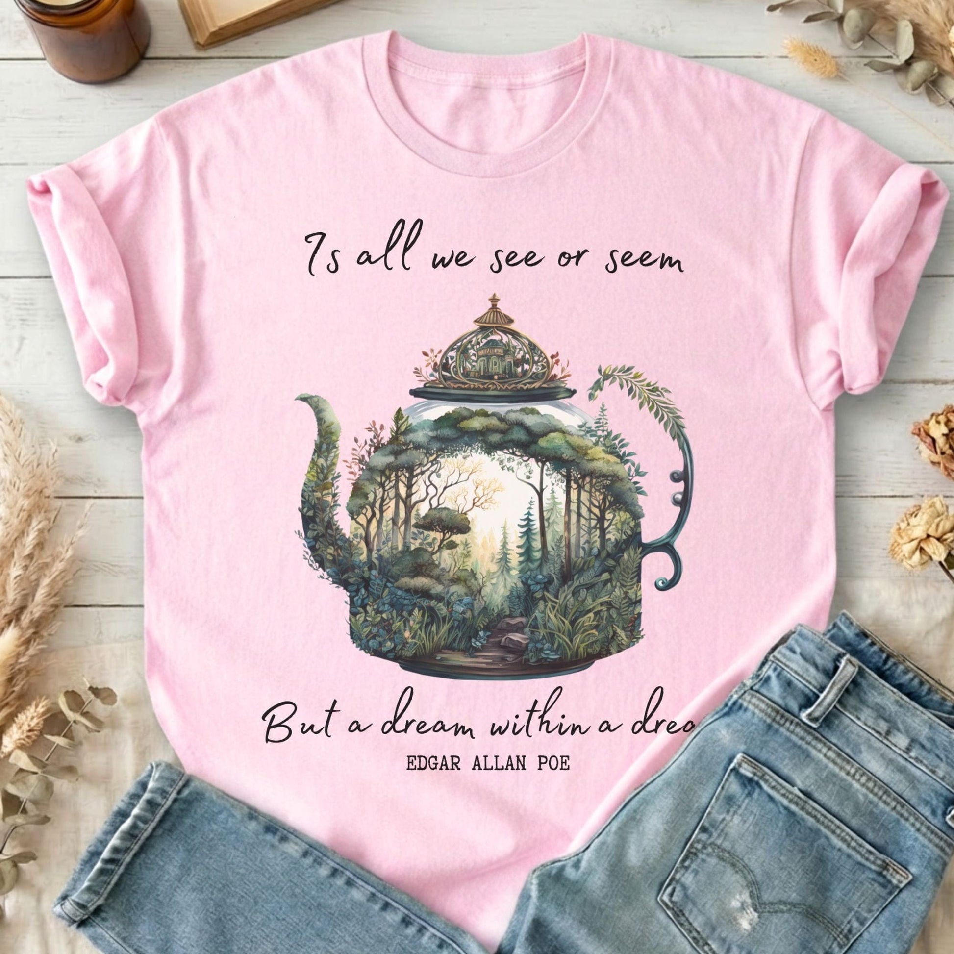 T-Shirt Light Pink / S Dream Within A Dream Poe T-Shirt The Mystic Eden