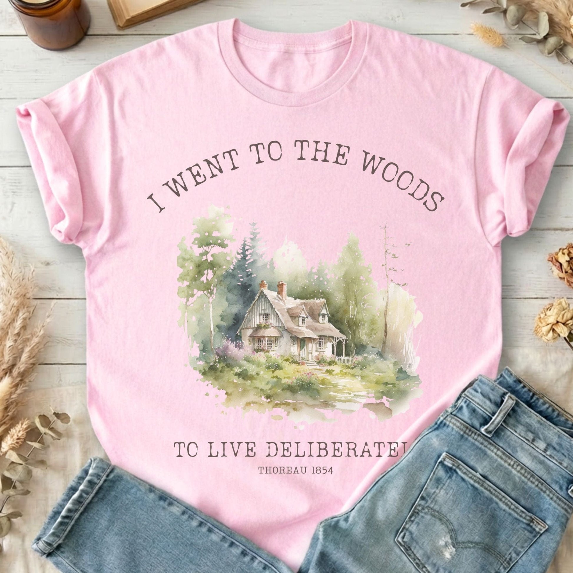 T-Shirt Light Pink / S I Went To the Woods To Live Deliberately Thoreau T-Shirt The Mystic Eden