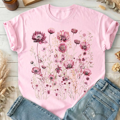 T-Shirt Light Pink / S Maroon Wildflower T-Shirt The Mystic Eden