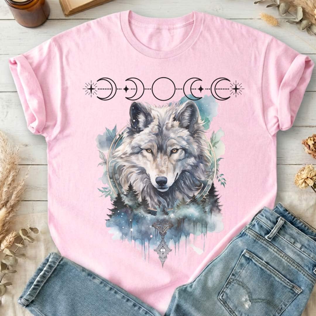 T-Shirt Light Pink / S Moonlit Wolf T-Shirt The Mystic Eden