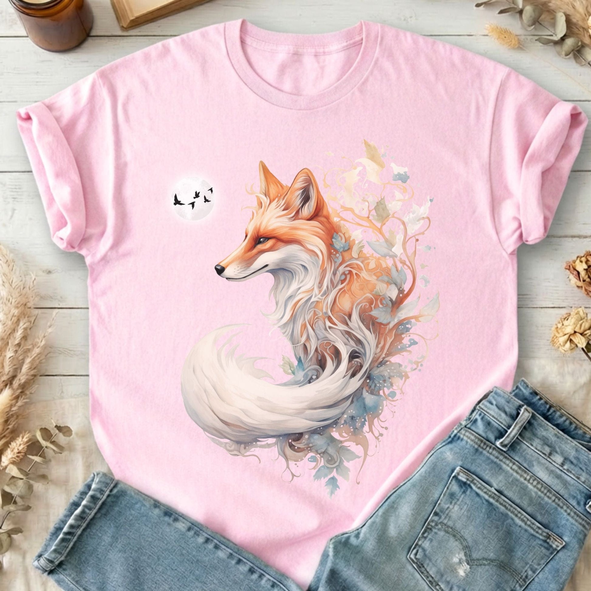 T-Shirt Light Pink / S Whimsical Fox T-Shirt The Mystic Eden