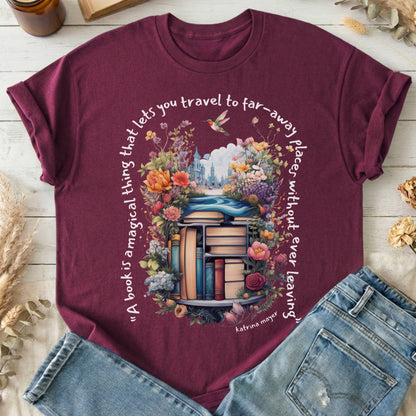 T-Shirt Maroon / S A Book Is A Magical Thing T-Shirt The Mystic Eden