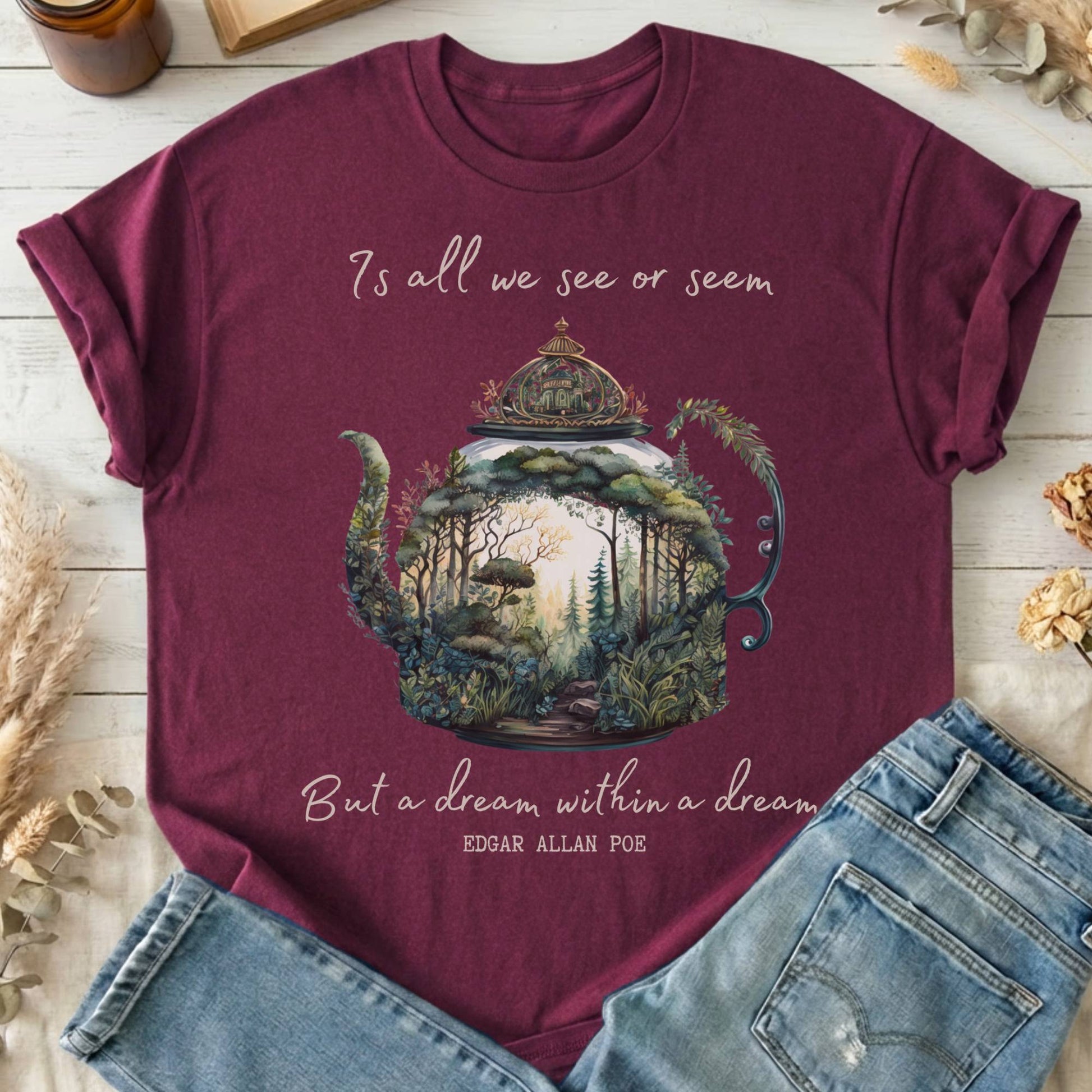 T-Shirt Maroon / S Dream Within A Dream Poe T-Shirt The Mystic Eden
