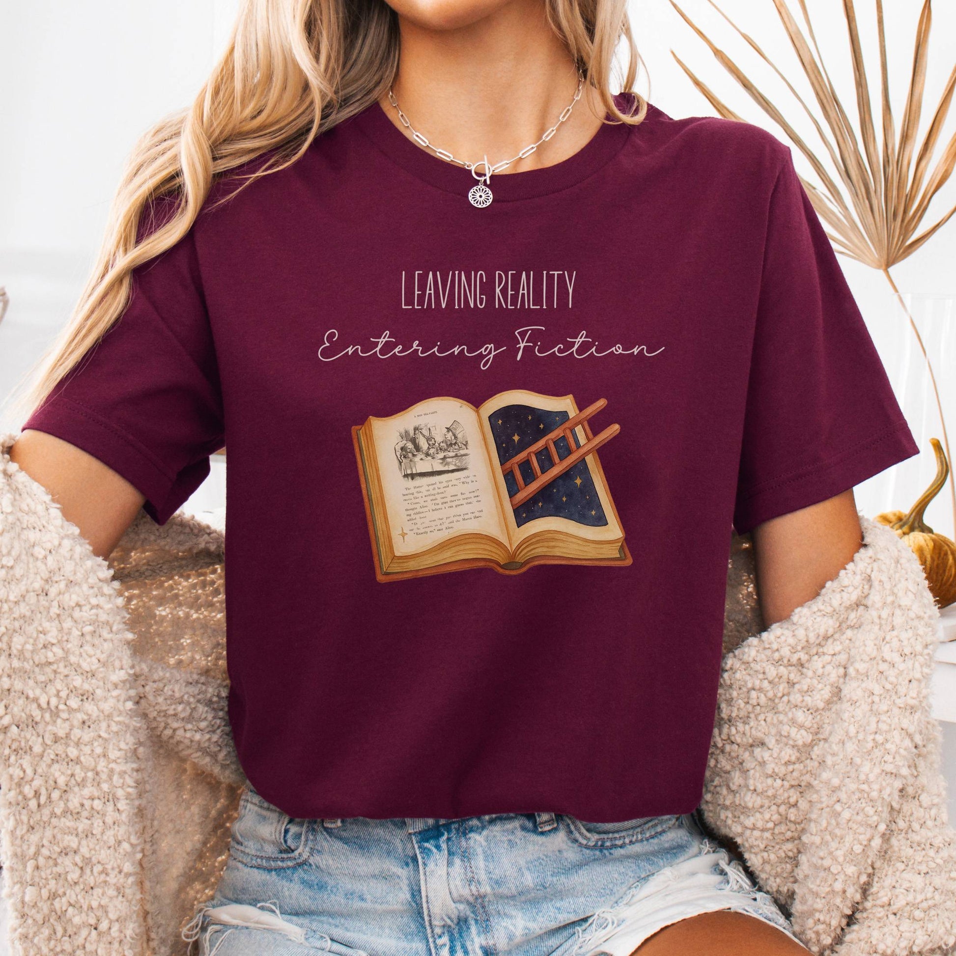 T-Shirt Maroon / S Entering Fiction Bella + Canvas Tee – Literary Escape Tee The Mystic Eden
