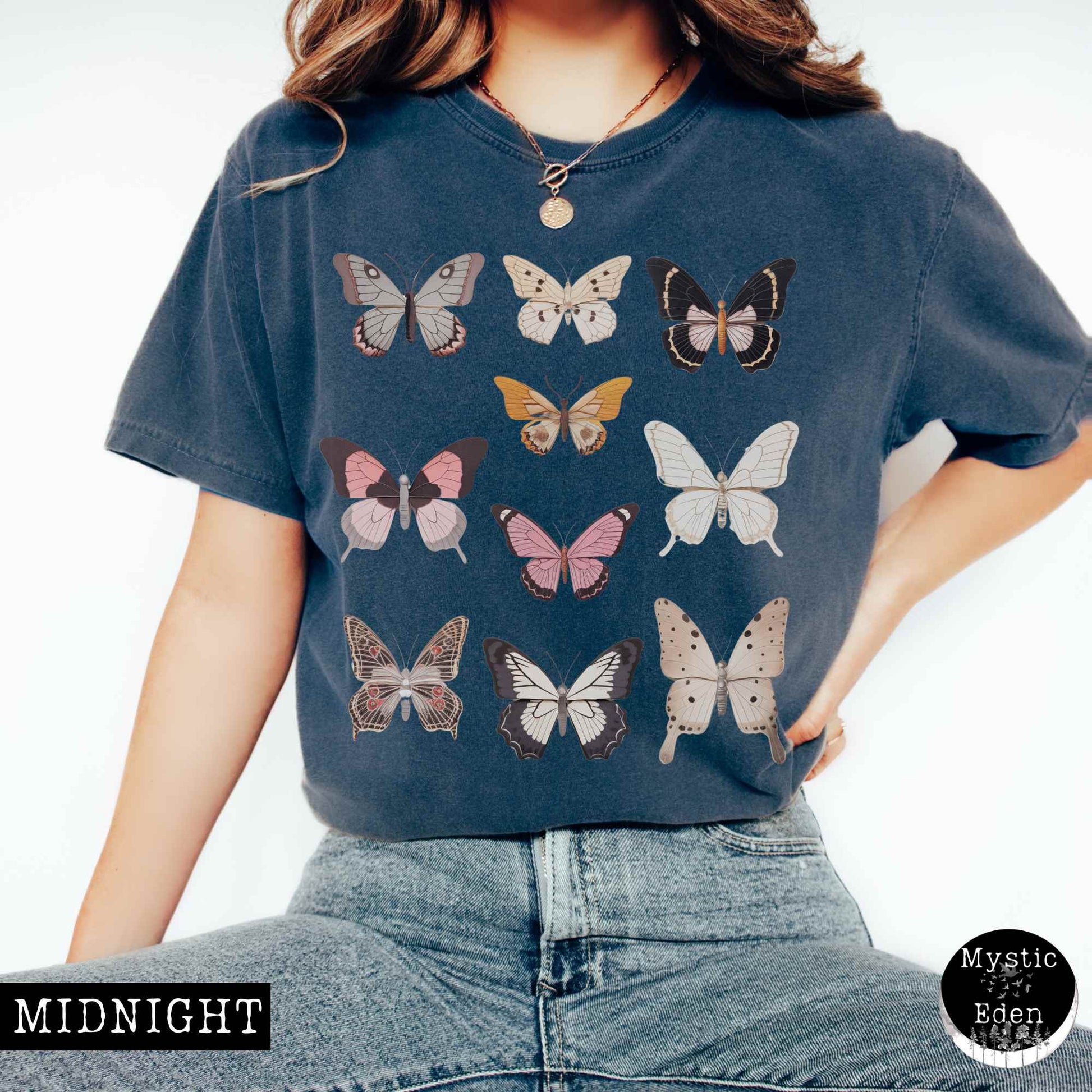 T-Shirt Midnight / S Vintage butterflies cottagecore shirt The Mystic Eden
