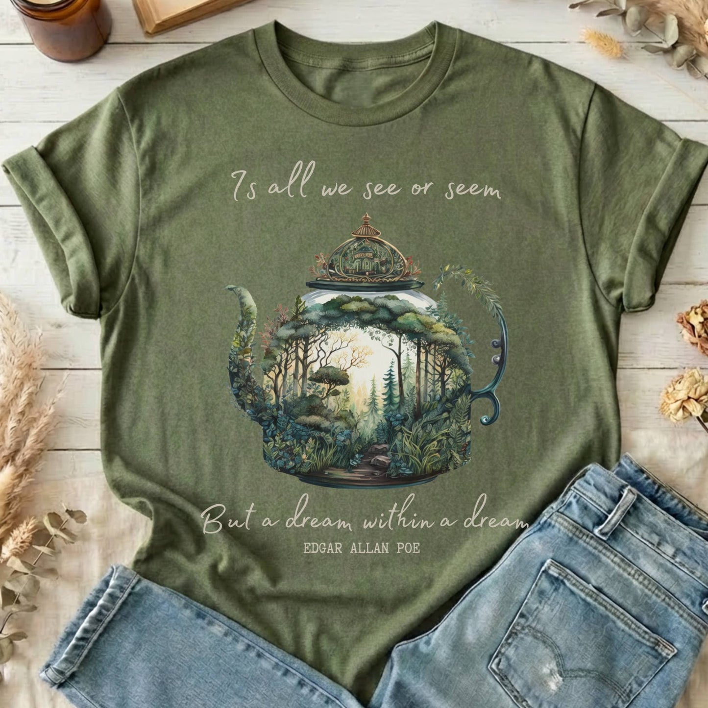 T-Shirt Military Green / S Dream Within A Dream Poe T-Shirt The Mystic Eden