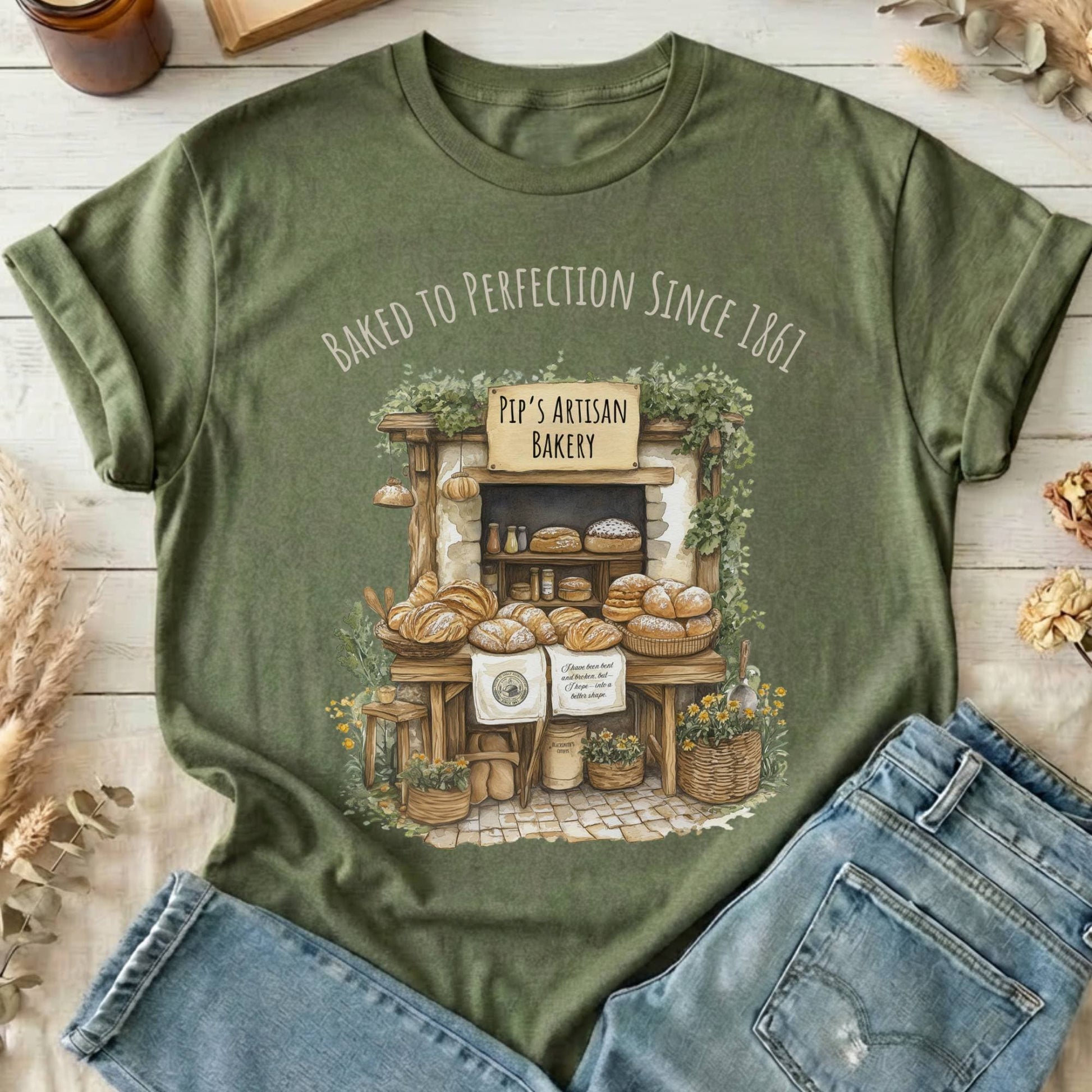 T-Shirt Military Green / S Pip's Artisan Bakery Great Expectations Dickens T-Shirt The Mystic Eden