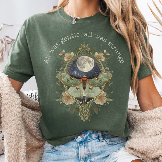 T-Shirt Moss / S All Was Gentle All Was Strange Edgar Allan Poe Tee The Mystic Eden