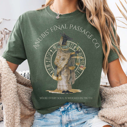 T-Shirt Moss / S Anubis' Final Passage Co Egyptian Mythology The Mystic Eden