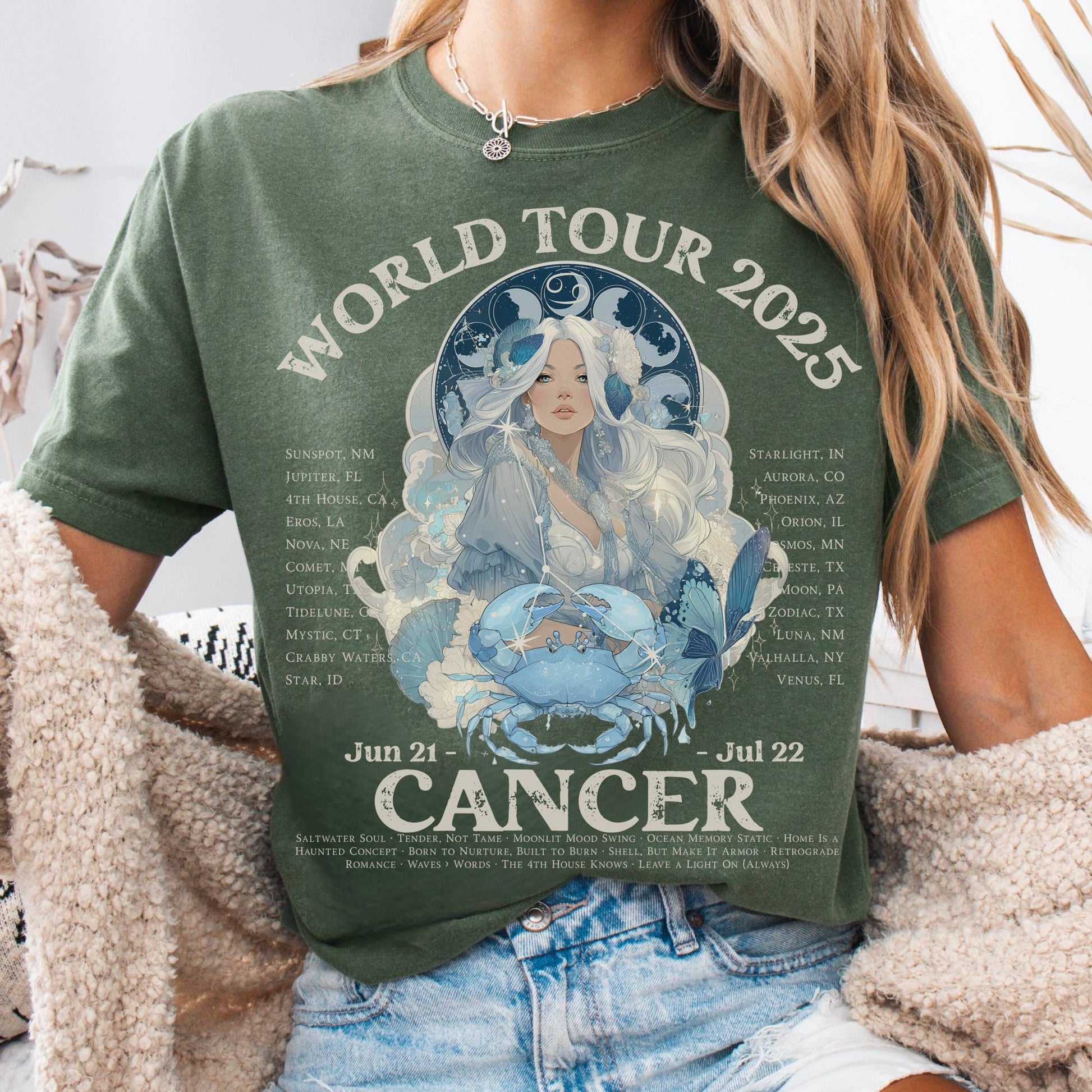 T-Shirt Moss / S Cancer Concert T-Shirt - Zodiac World Tour 2025 Shirt The Mystic Eden