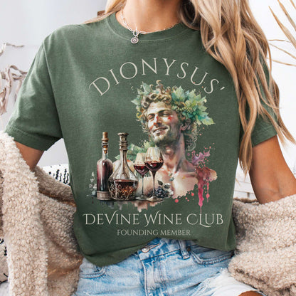 T-Shirt Moss / S Dionysus Devine Wine Club Mythology Tee The Mystic Eden