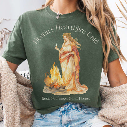 T-Shirt Moss / S Hestia’s Hearthfire Café Mythology Tee The Mystic Eden