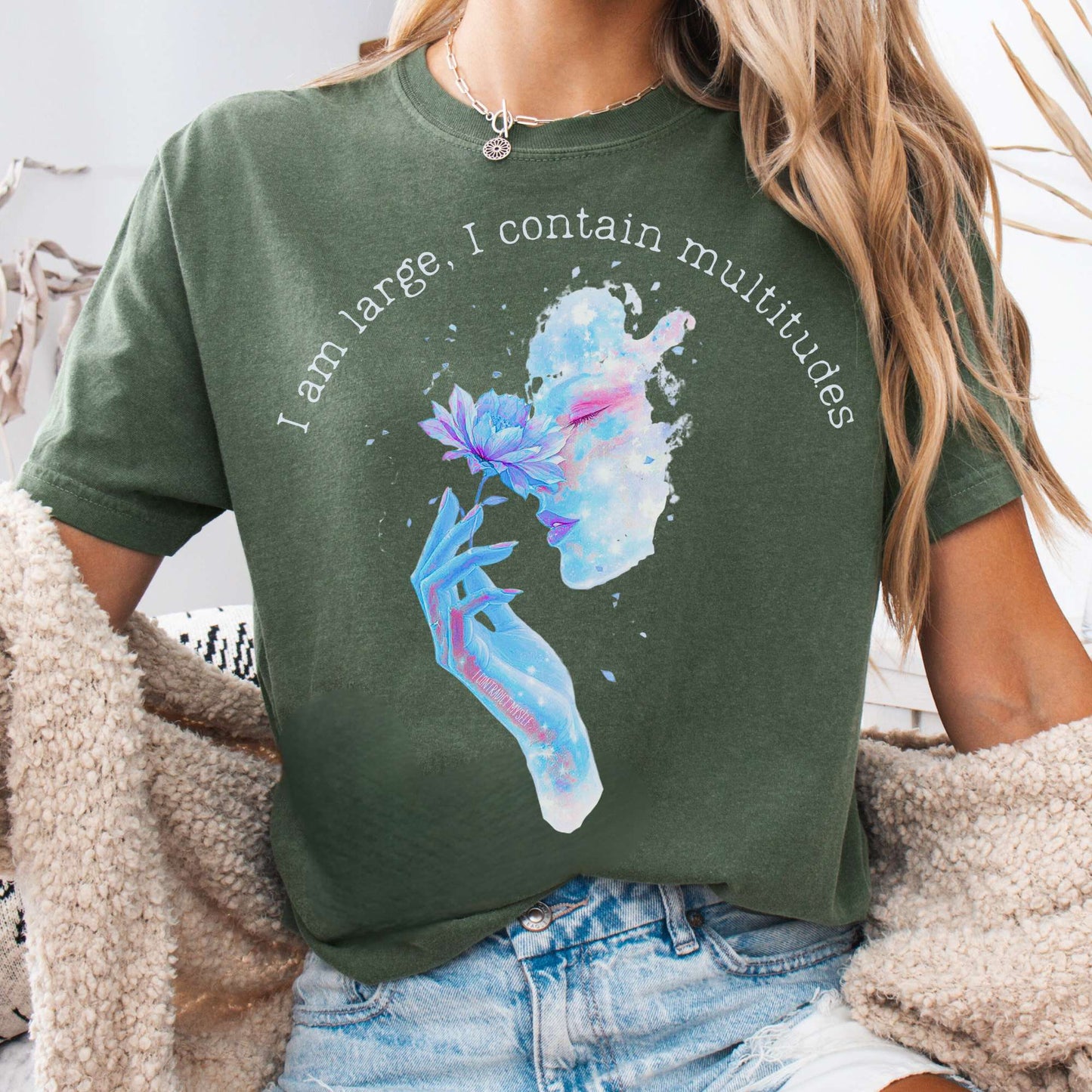 T-Shirt Moss / S I Contain Multitudes Walt Whitman Tee The Mystic Eden