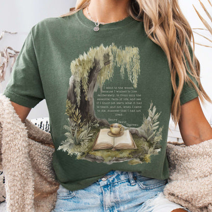 T-Shirt Moss / S I Went to the Woods Henry David Thoreau Tee The Mystic Eden