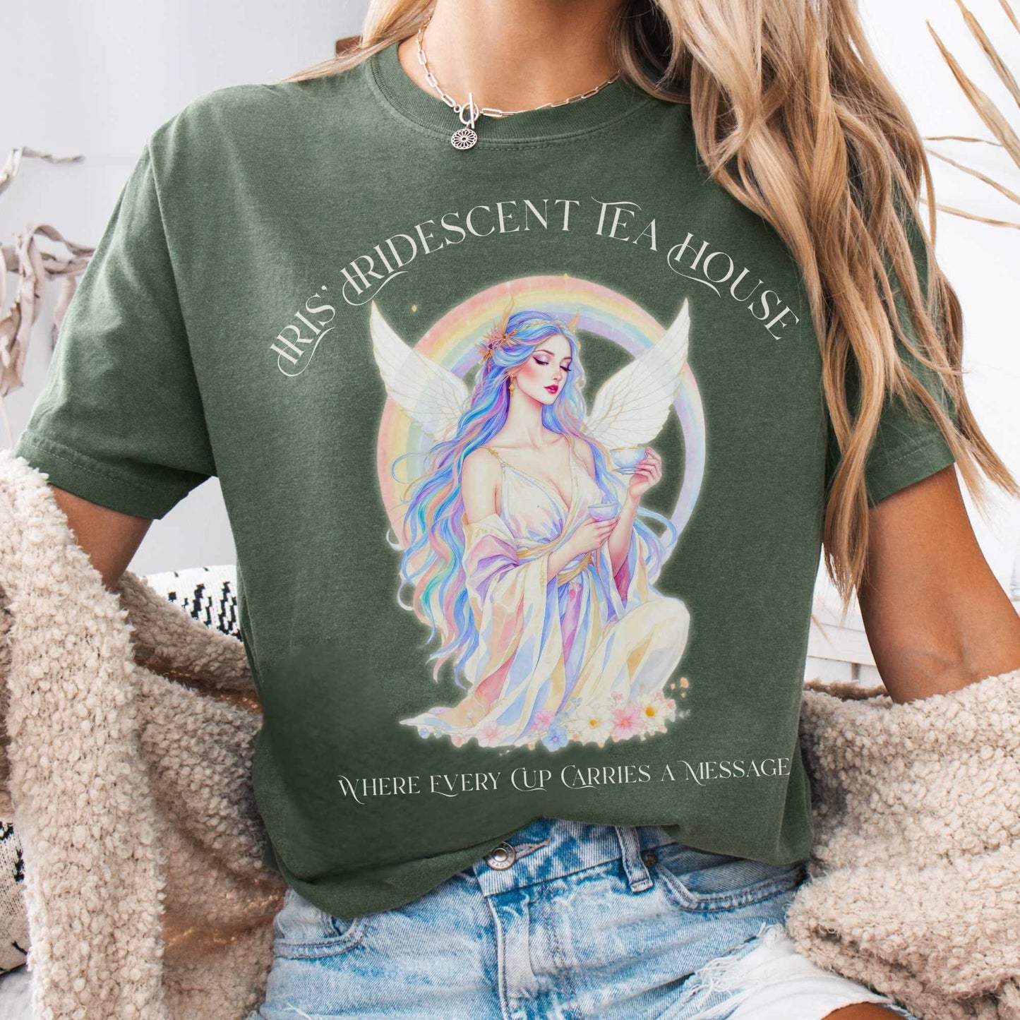 T-Shirt Moss / S Iris’ Iridescent Tea House Mythology Tee The Mystic Eden