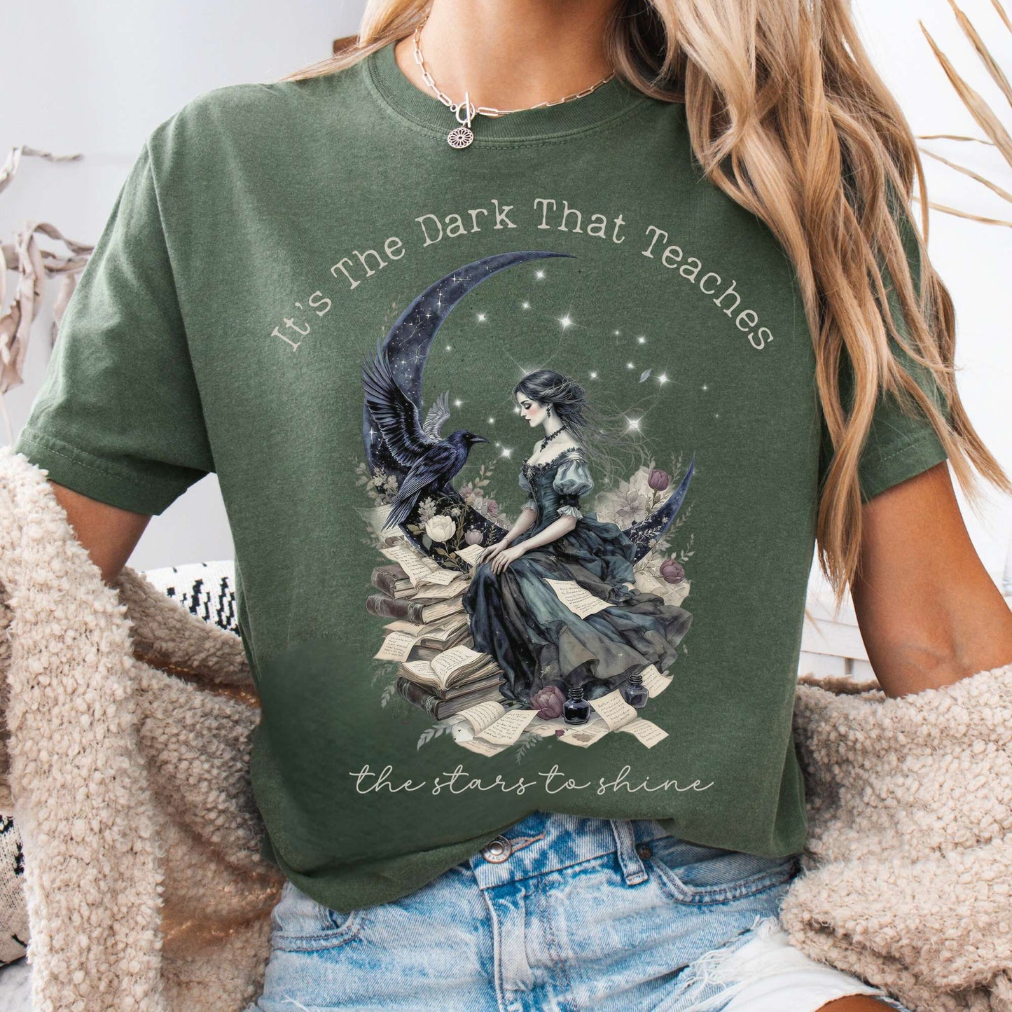 T-Shirt Moss / S It's the Dark That Teaches the Stars to Shine Poe Inspired Tee The Mystic Eden