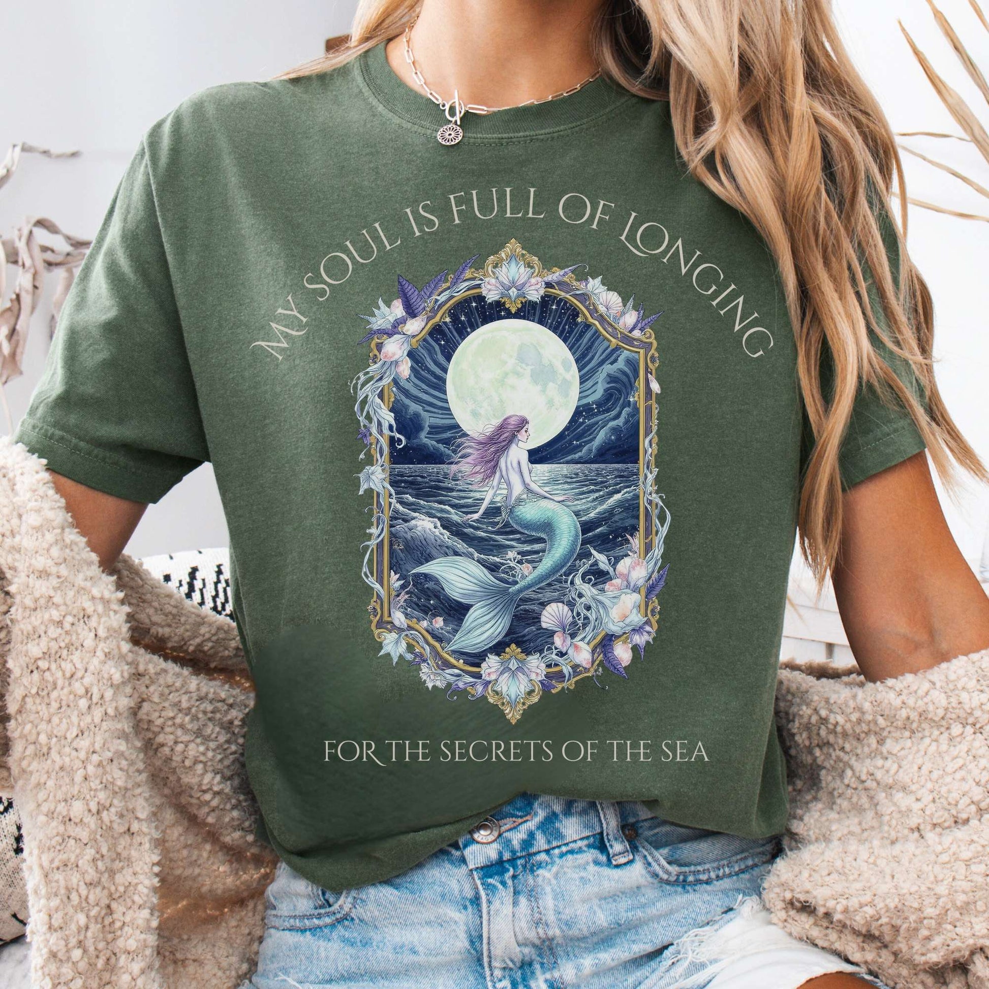 T-Shirt Moss / S My Soul Is Full of Longing For The Secrets Of The Sea T-Shirt The Mystic Eden